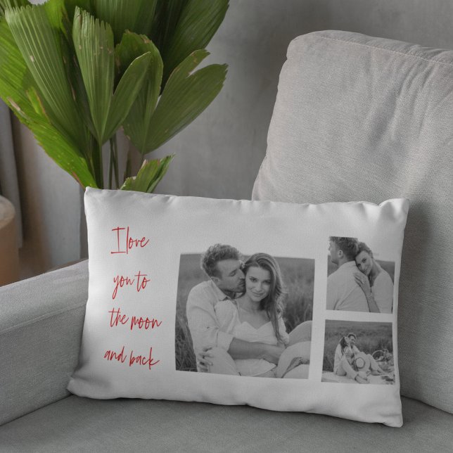 Collage Couple Photo & Romantic Quote Love You Lum Lumbar Pillow (Creator Uploaded)