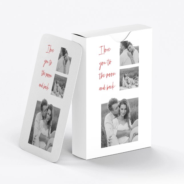 Collage Couple Photo & Romantic Quote Love You Pla Poker Cards (Creator Uploaded)
