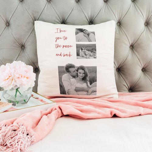 Collage Couple Photo  Romantic Quote Love You  Throw Pillow