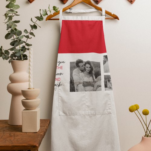 Collage Couple Photo  Romantic Quote To The Moon Apron