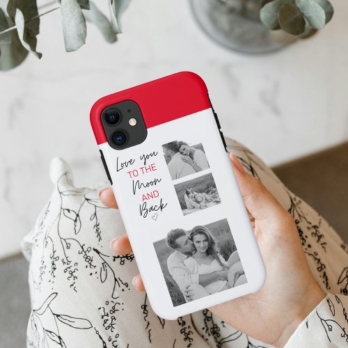 Collage Couple Photo  Romantic Quote To The Moon iPhone 11 Case