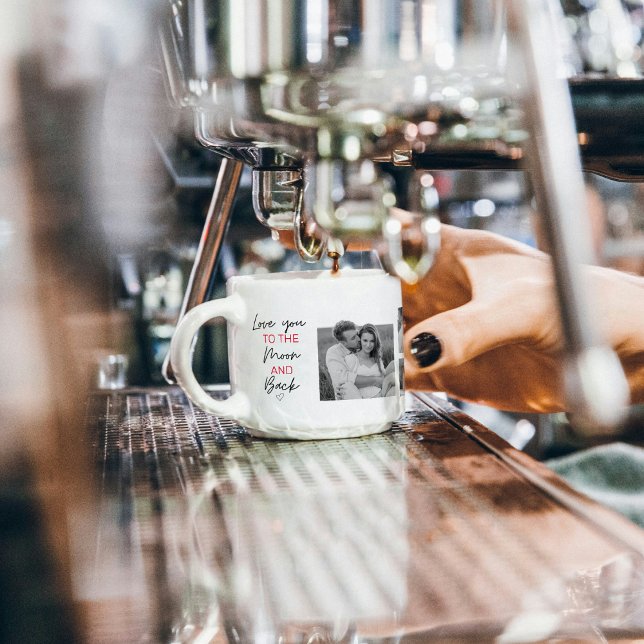 Collage Couple Photo & Romantic Quote To The Moon Espresso Cup (Creator Uploaded)