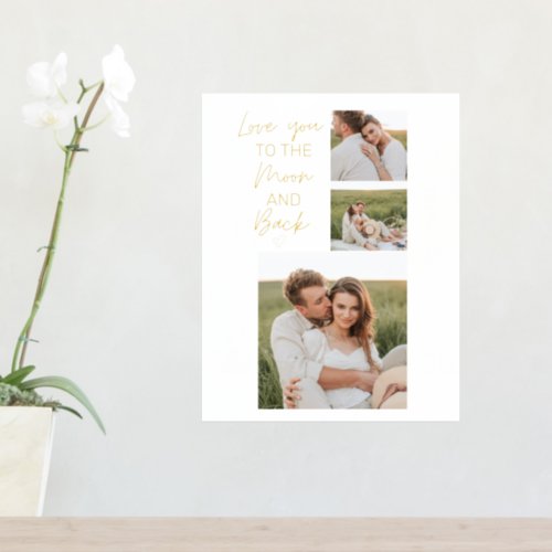 Collage Couple Photo  Romantic Quote To The Moon  Foil Prints