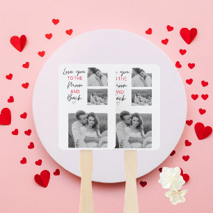 Collage Couple Photo & Romantic Quote To The Moon Hand Fan