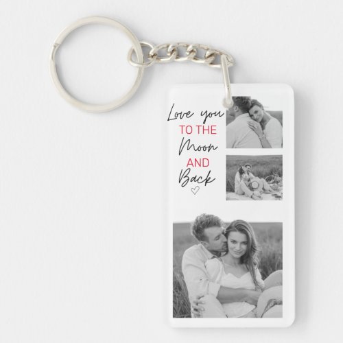 Collage Couple Photo  Romantic Quote To The Moon Keychain