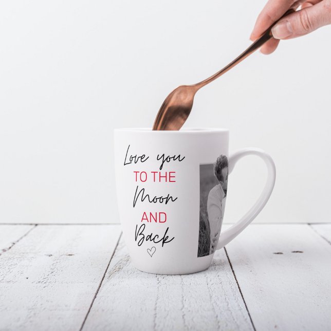 Collage Couple Photo & Romantic Quote To The Moon Latte Mug (Creator Uploaded)