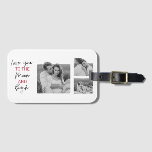 Collage Couple Photo  Romantic Quote To The Moon Luggage Tag