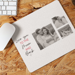 Collage Couple Photo &amp; Romantic Quote To The Moon Mouse Pad