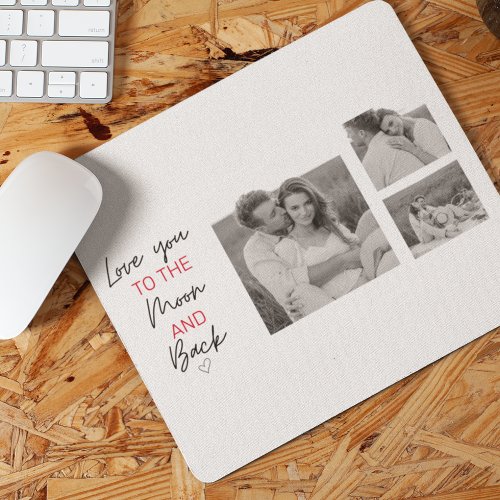 Collage Couple Photo  Romantic Quote To The Moon Mouse Pad