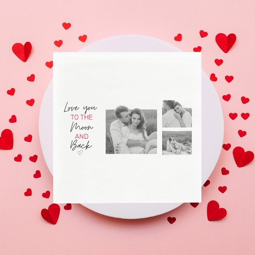Collage Couple Photo  Romantic Quote To The Moon Napkins