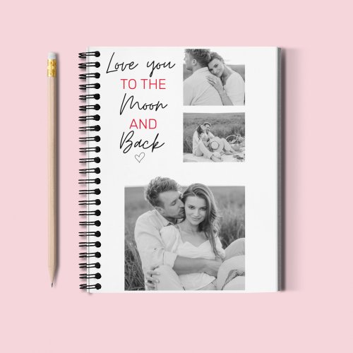 Collage Couple Photo  Romantic Quote To The Moon Notebook