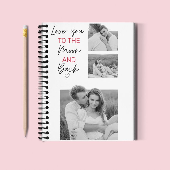 Collage Couple Photo & Romantic Quote To The Moon Notebook (Creator Uploaded)