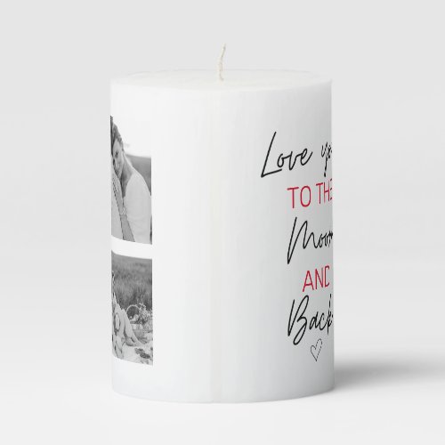 Collage Couple Photo  Romantic Quote To The Moon Pillar Candle