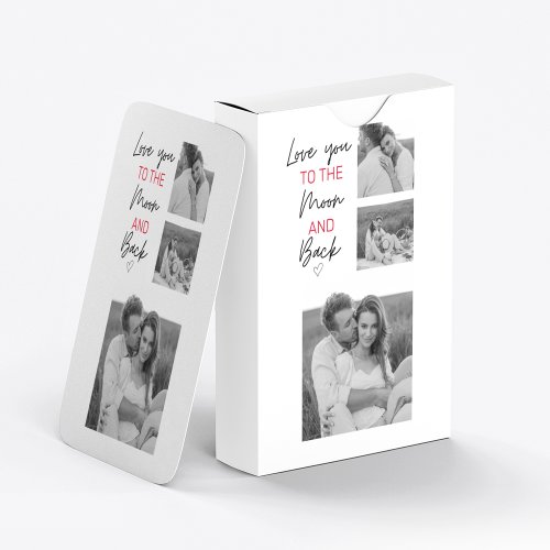 Collage Couple Photo  Romantic Quote To The Moon Playing Cards