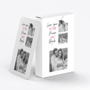 Collage Couple Photo & Romantic Quote To The Moon Poker Cards