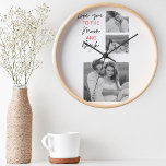 Collage Couple Photo & Romantic Quote To The Moon Round Clock<br><div class="desc">Collage Couple Photo & Romantic Quote To The Moon</div>