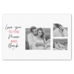 Collage Couple Photo &amp; Romantic Quote To The Moon Tissue Paper