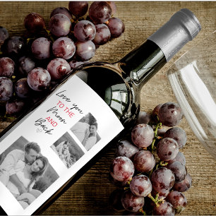 Collage Couple Photo & Romantic Quote To The Moon Wine Label