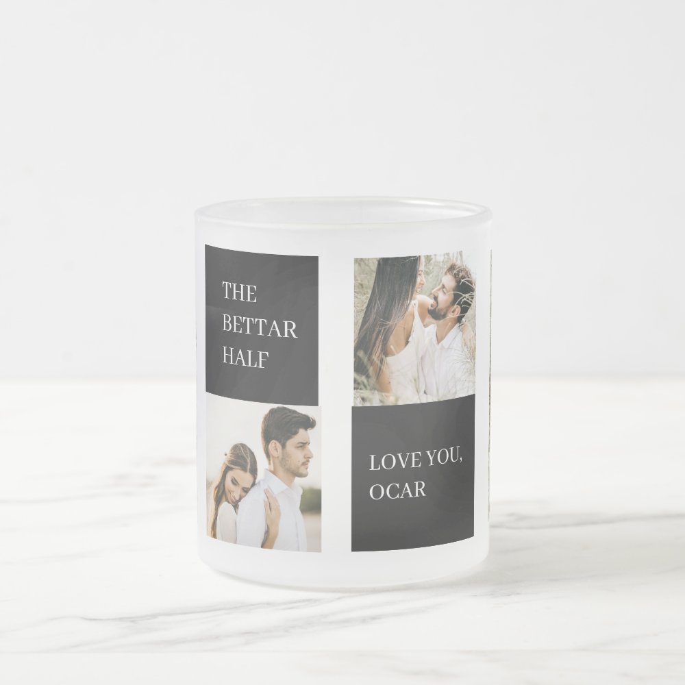 Collage  Couple Photo | Valentine Gift Frosted Glass Coffee Mug