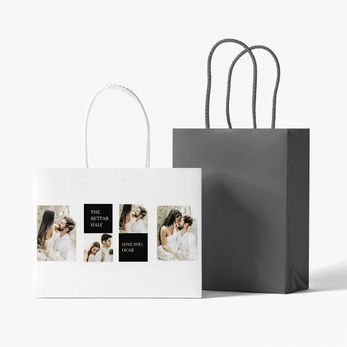 Collage  Couple Photo  Valentine Gift Large Gift Bag