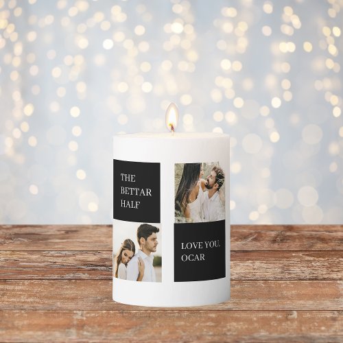 Collage  Couple Photo  Valentine Gift Pillar Candle