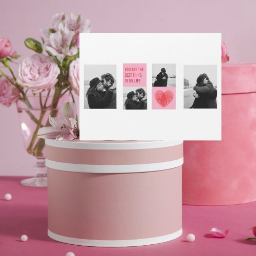 Collage Couple Photo  Valentines Pink  Red Heart