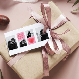 Collage Couple Photo Valentines Pink & Red Heart Gift Tags