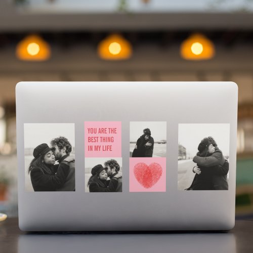 Collage Couple Photo  Valentines Pink  Red Heart HP Laptop Skin