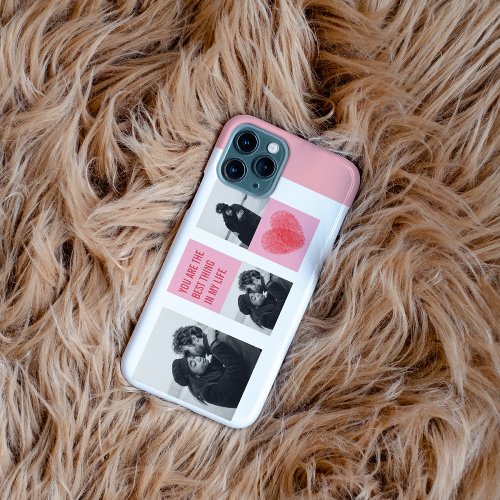 Collage Couple Photo  Valentines Pink  Red Heart iPhone 11Pro Max Case