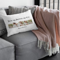 Collage Couple Photo & You Are My Cup Of Tea Quote Lumbar Pillow