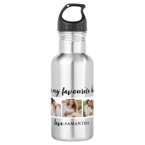 Collage Couple Photo  You Are My Favorite Human Stainless Steel Water Bottle