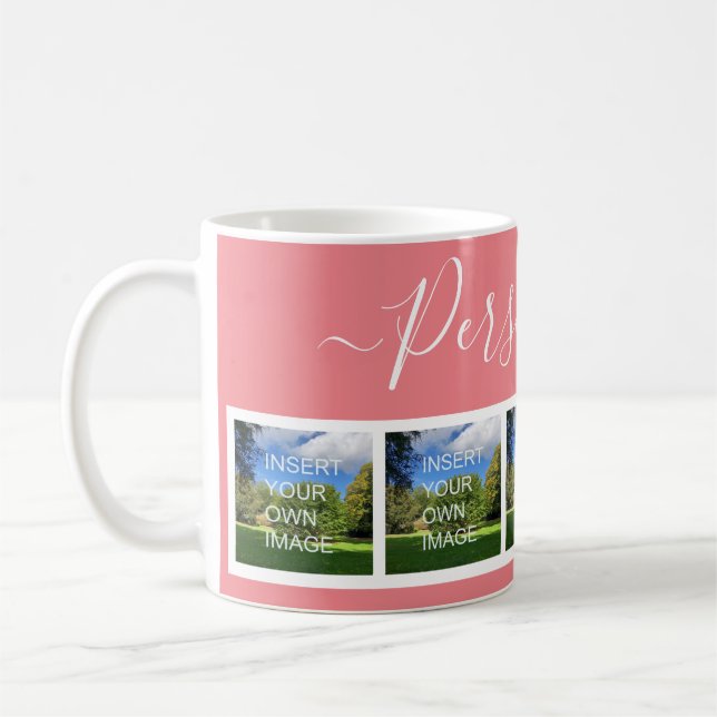 Collage Custom Five Photo Personalized Coffee Mug (Left)