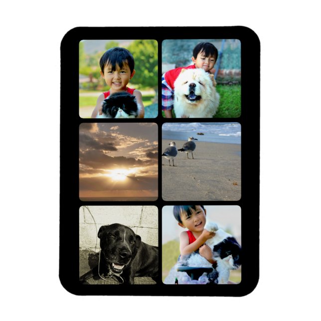 Collage Custom Photo Six Square Frame Picture Magnet (Vertical)