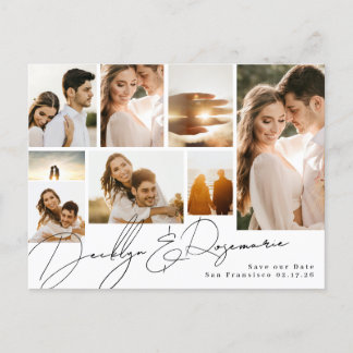 Collage Customizable Multi Photo Save The Date Announcement Postcard
