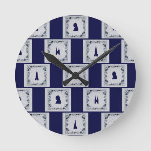Collage Delft blue tiles Round Clock