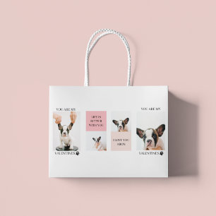 Collage Dog Photos Dog Is My Valentines Pink Large Gift Bag