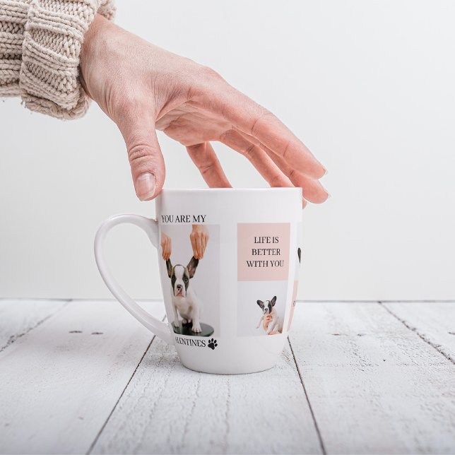Collage Dog Photos | Dog Is My Valentines | Pink Latte Mug (Creator Uploaded)