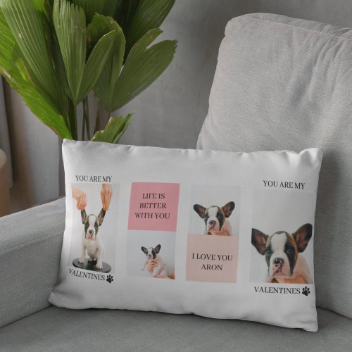 Collage Dog Photos  Dog Is My Valentines  Pink  Lumbar Pillow