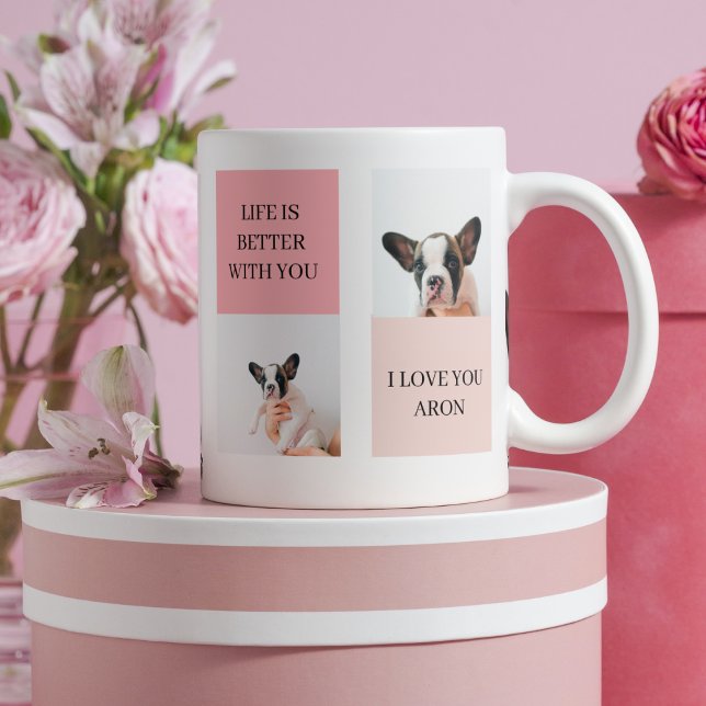 Collage Dog Photos | Dog Is My Valentines | Pink Mug (Creator Uploaded)