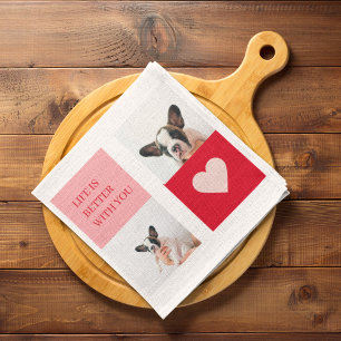 Collage Dog Photos My Dog Is My Valentine Kitchen Towel