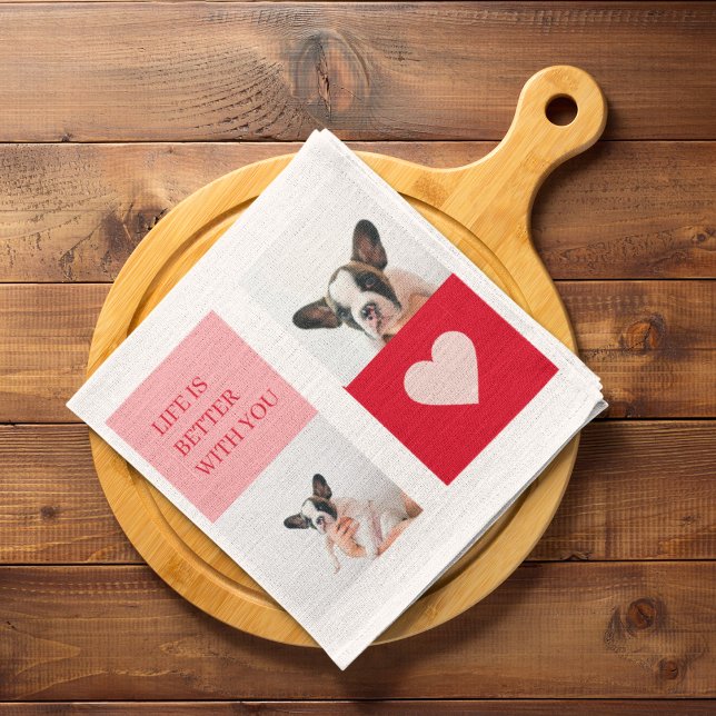 Collage Dog Photos | My Dog Is My Valentine Kitchen Towel (Creator Uploaded)