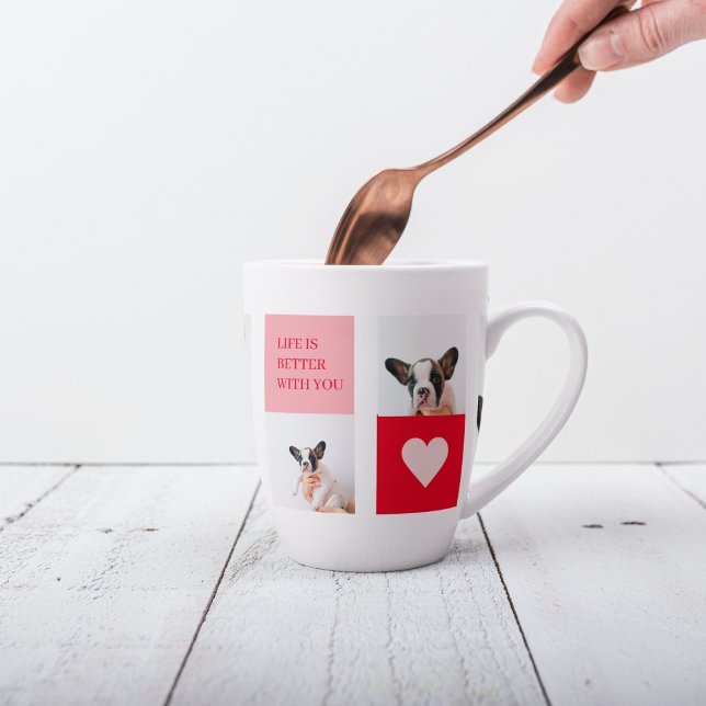 Collage Dog Photos | My Dog Is My Valentine Latte Mug (Creator Uploaded)