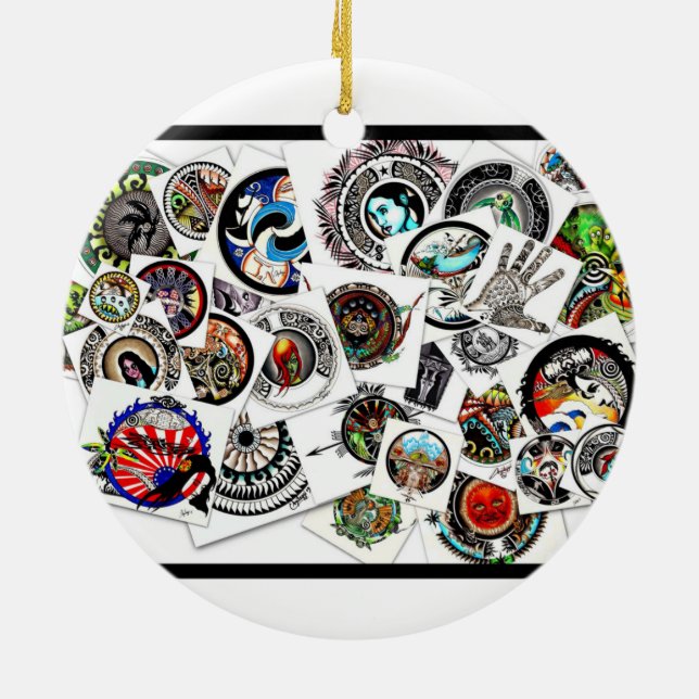 Collage Drawings Ceramic Ornament (Back)