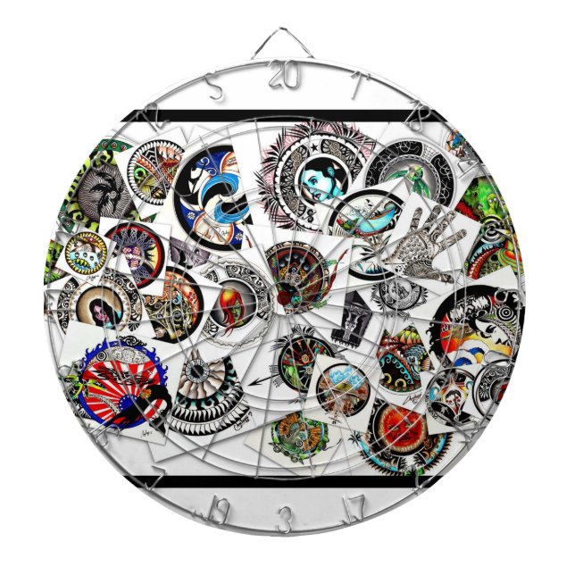 Collage Drawings Dart Board (Front)