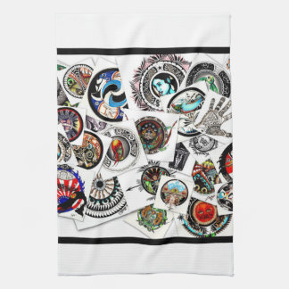 Collage Drawings Kitchen Towel