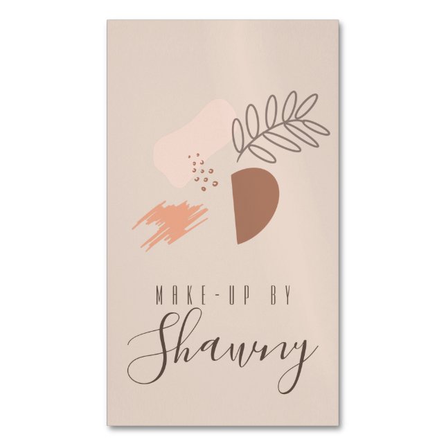 Collage Earth Tone Makeup Artist Salon Beauty Business Card Magnet (Front Vertical)