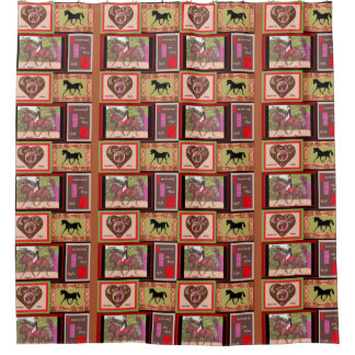 collage Equestrian Dressage Horse shower curtain