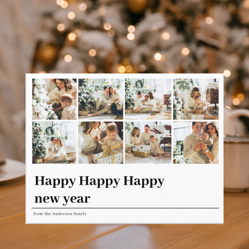 Collage Family Photo | Happy Happy New Year Postcard