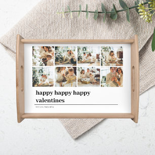 Collage Family Photo Happy Valentines Serving Tray