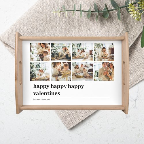 Collage Family Photo  Happy Valentines Serving Tray